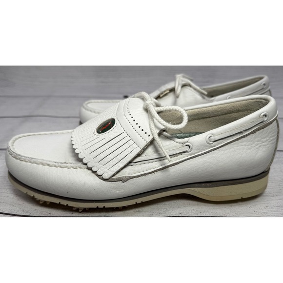 Dexter‎ USA Made Golf Shoes Mens 9M White Leather Fringe Tassel Golfing - Picture 2 of 8